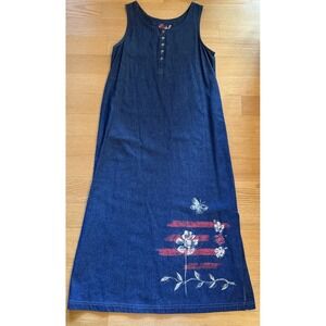Koret City Blues Petites Denim Dress Size S Vintage Maxi Sleeveless